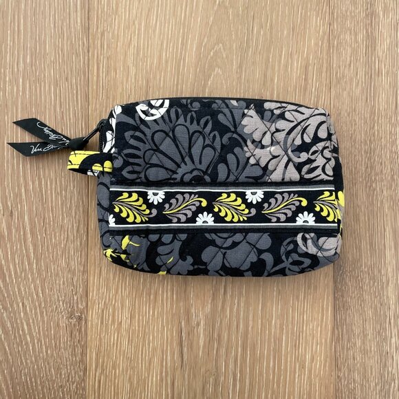 Vera Bradley Medium Cosmetic Pouch Baroque Black Yellow Toiletry Makeup Bag - Picture 8 of 16